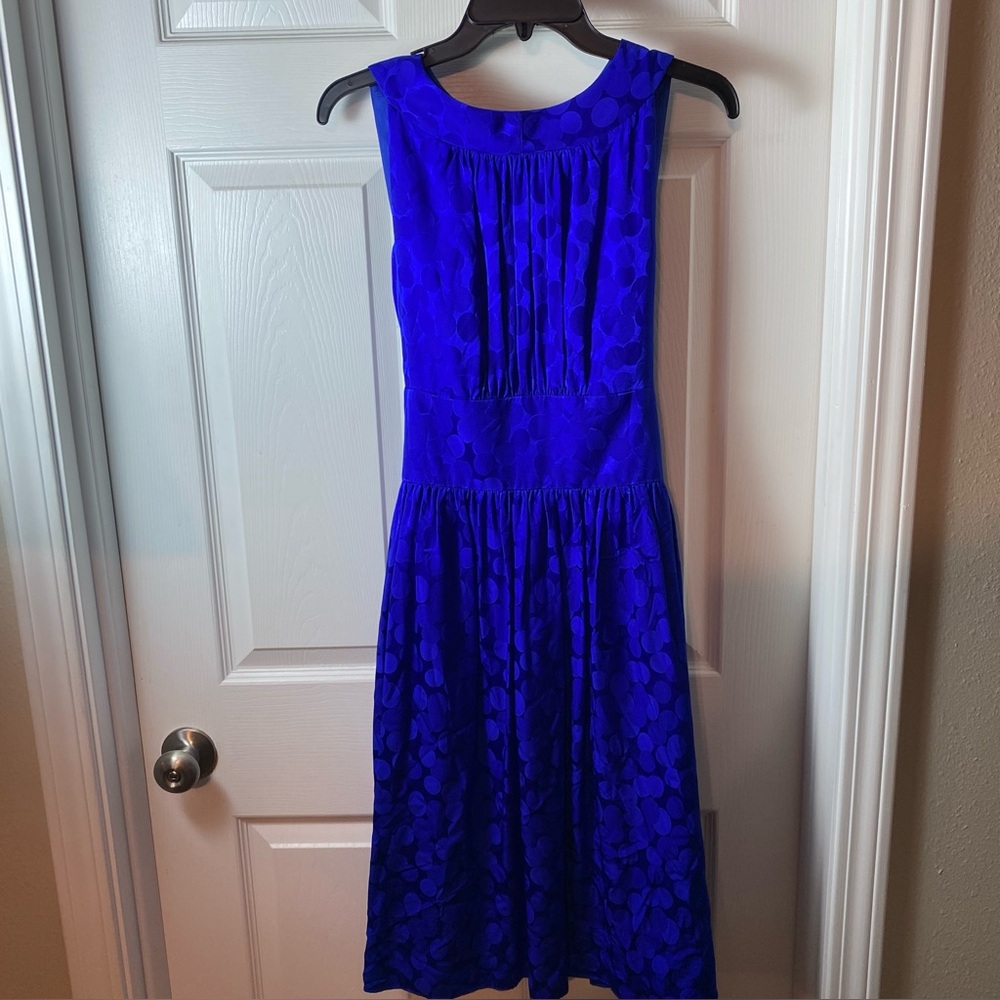 Maggy London Sapphire Blue Dress Silk Midi Size 12